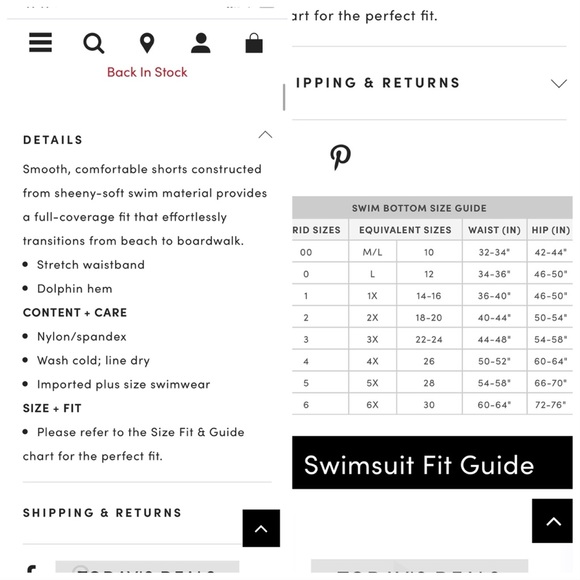 TORRID black dolphin hem swim bottoms shorts, 3X. - Picture 4 of 6